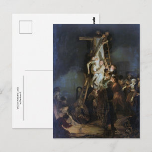 Postal Descenso de la Cruz por Rembrandt