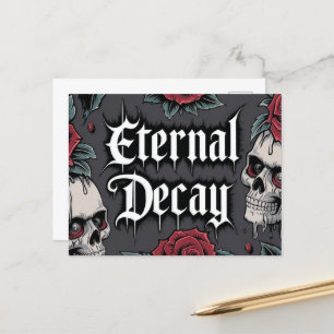 Postal Descomposición eterna" Calavera gótica y Ilustraci