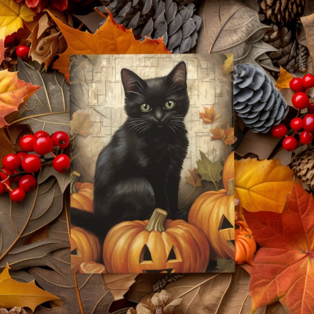 Postal Desconexión de calabaza de gato negro vintage (Subido por el creador)