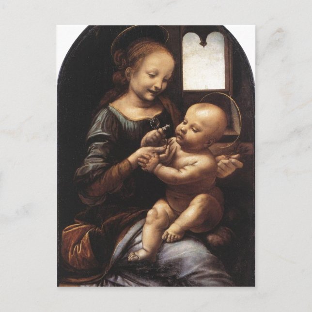 Postal Descripción Aceite de Benois Madonna Leonardo da V (Anverso)
