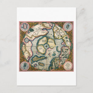 Postal Descripción de Septentrionalium terrarum, mapa de