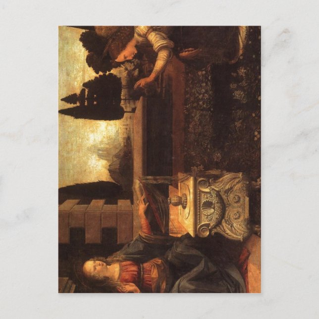 Postal Descripción del resumen Leonardo da Vinci, El Anun (Anverso)