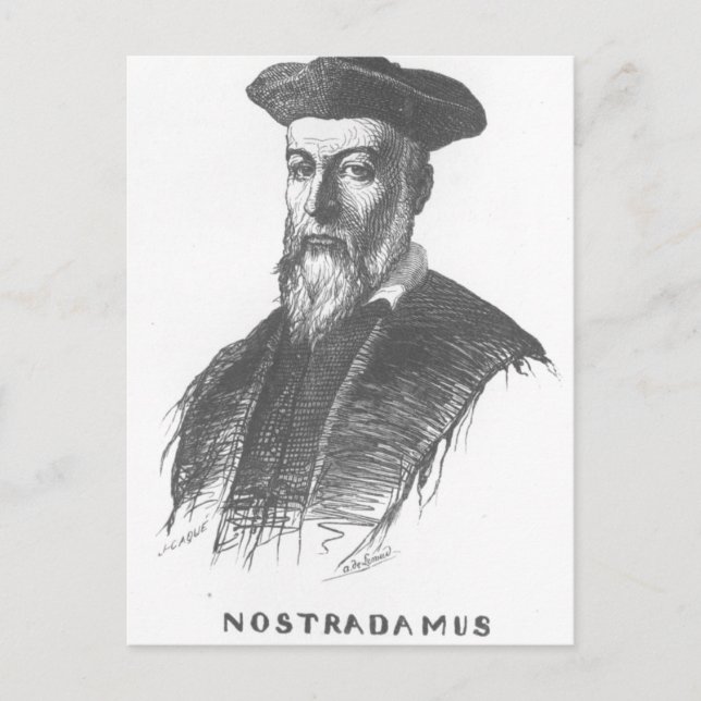 Postal Descripción - El retrato de Nostradamus, dibujado  (Anverso)