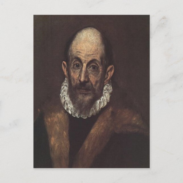 Postal Descripción general Autorretrato de El Greco, 1604 (Anverso)