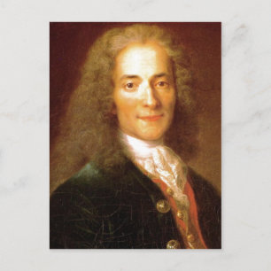 Postal Descripción Voltaire en 1718 . Retrato de Voltair