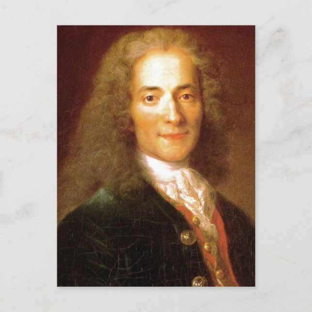 Postal Descripción Voltaire en 1718 . Retrato de Voltair (Anverso)