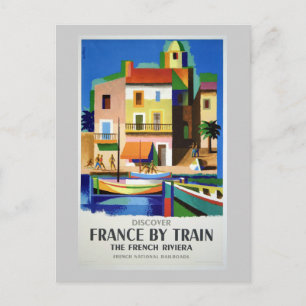 Postal Descubre Francia en el afiche de la época del tren