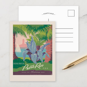 Postal Descubre Puerto Rico EE. UU.   Viajes Vintage