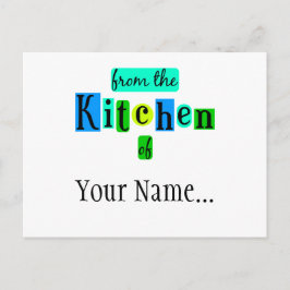Postal Desde la Cocina de Retro Blue Green Custom Postca