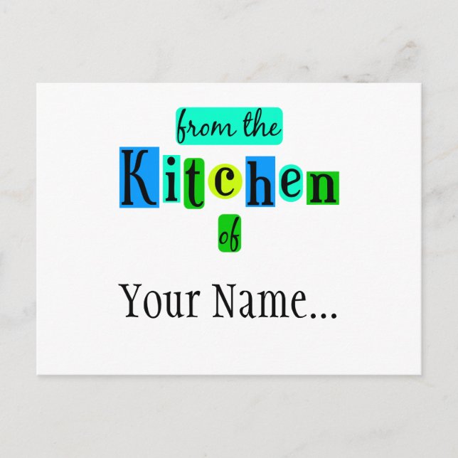 Postal Desde la Cocina de Retro Blue Green Custom Postca (Anverso)
