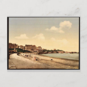 Postal Desde la playa, Biarritz, Pirineos, Francia vintag