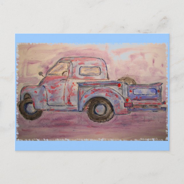 Postal deseando sólo viejos camiones (Anverso)