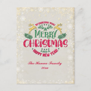 Postal Deseándole una Feliz Navidad y un Feliz Año Nuevo