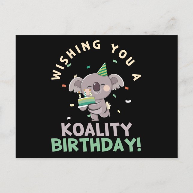 Postal Deseándote Un Cumpleaños De Koality Koala (Anverso)