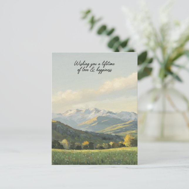 Postal Deseándote una vida de amor y felicidad (Anverso de pie)