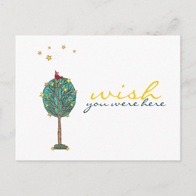 Postal Desearía Estar Aquí Red Bird Shooting Star Design (Anverso)