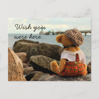 Postal Desearía que estuvieras aquí Osito de peluche