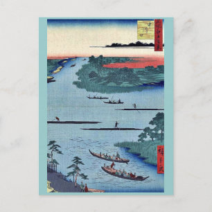 Postal Desembocadura del río Nakagawa por Ando, Hiroshige