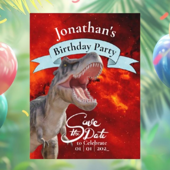 Postal Desencadenar el feroz poder de T-Rex en niño Jurás (Get ready to party with our T-Rex illustrations! )