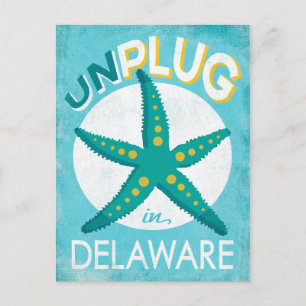 Postal Desenchufe La Playa De Delaware Starfish Nautical