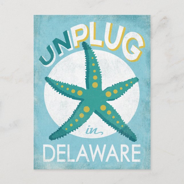 Postal Desenchufe La Playa De Delaware Starfish Nautical (Anverso)