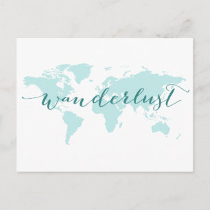 Postal Deseo de viajar, ansias de viajar, mapa del mundo