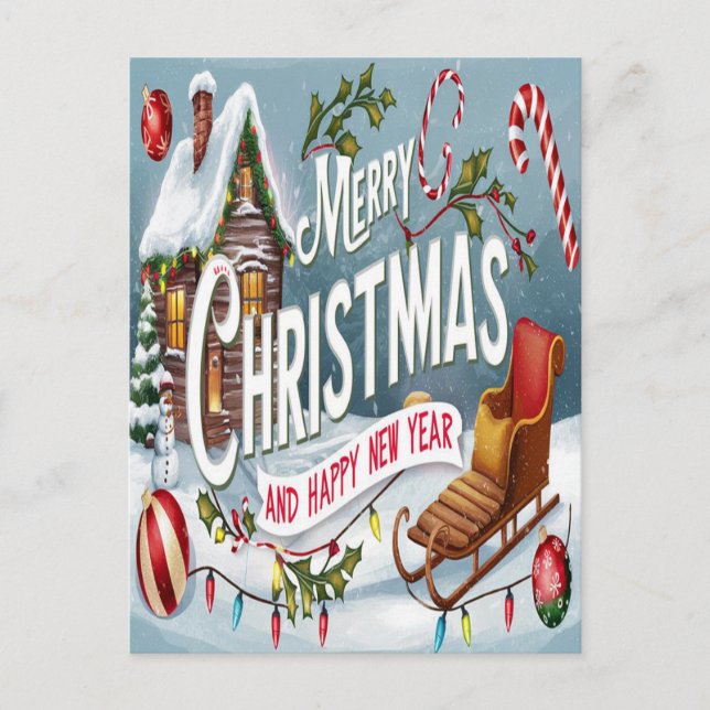 Postal Deseos alegres: Un Feliz Navidad  (Anverso)