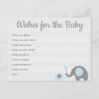 Deseos azules de Baby Shower del elefante para las
