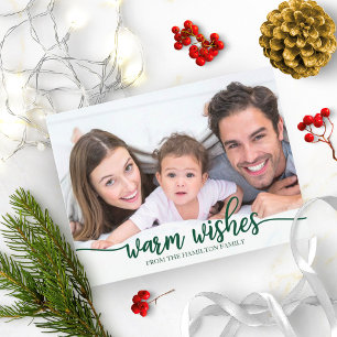 Postal Deseos Cálidos Chicografía Verde Foto Navidad