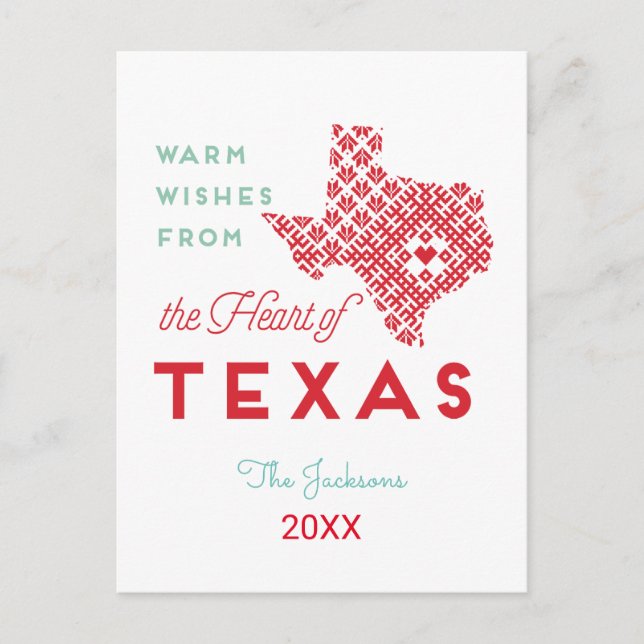 Postal Deseos cálidos del corazón de Texas (Anverso)