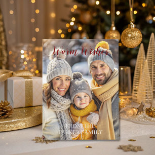 Postal Deseos Cálidos Foto Única De Guión Rojo