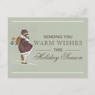 Postal Deseos cálidos vacaciones de Navidades Chicas de e