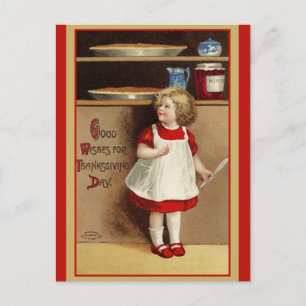 Postal Deseos Cute Vintage de Acción de Gracias 