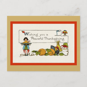 Postal Deseos de Acción de Gracias Cute Vintage Pacífico