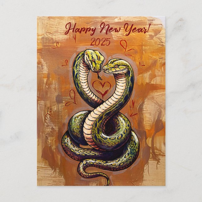 Postal Deseos de Año Nuevo por la serpiente de madera 202 (Anverso)