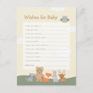 Postal Deseos de baby shower para bebé de animales del bo