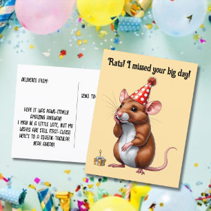 Postal Deseos de Cumpleaños Atrasados con una Rata Adorab