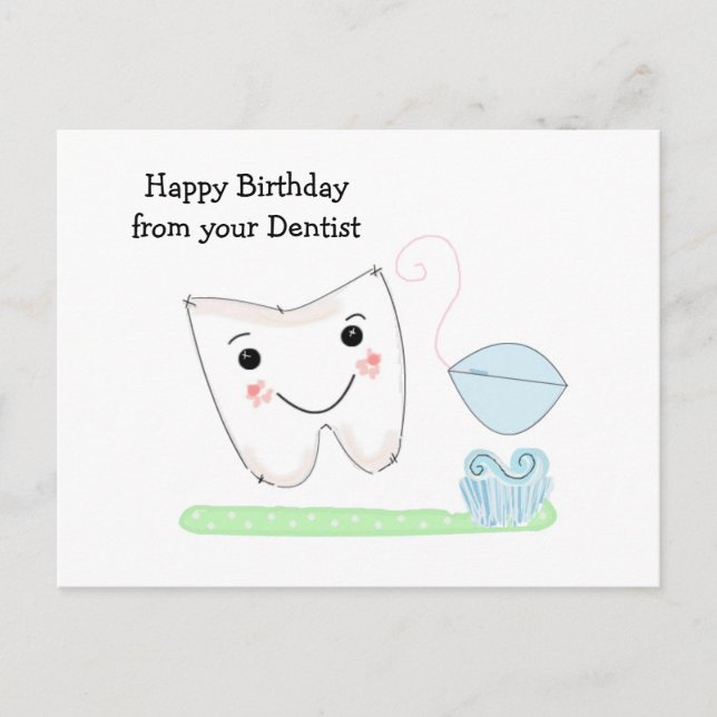Postal Deseos de cumpleaños del dentista (Anverso)