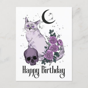 Postal Deseos de cumpleaños góticos para gatos