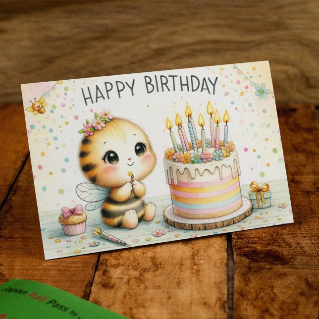 Postal Deseos de cumpleaños llenos de abejas (Subido por el creador)