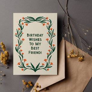 Postal Deseos de Cumpleaños Marco Floral Elegante