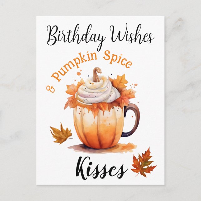 Postal Deseos de cumpleaños y Besos de especias de calaba (Anverso)
