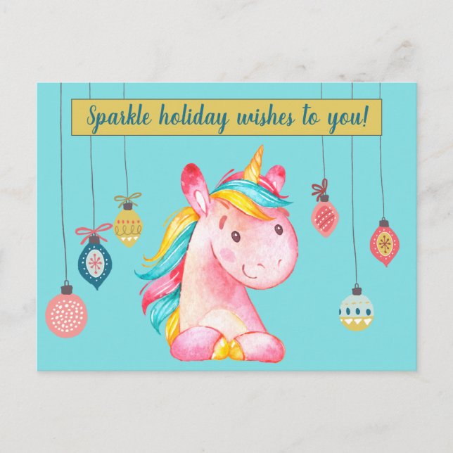 Postal Deseos de espuma de unicornio rosado (Anverso)