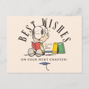 Postal Deseos de graduación de Peanuts Snoopy leyendo
