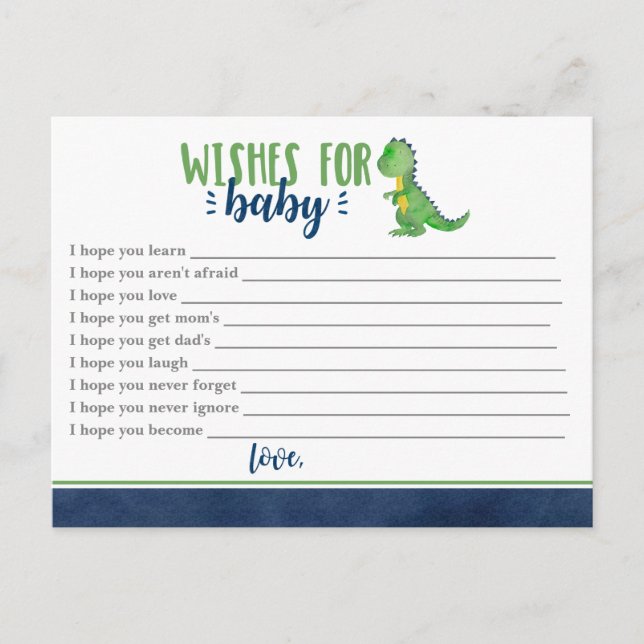 Postal Deseos de los dinosaurios para el bebé (Anverso)