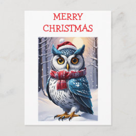 Postal Deseos de Navidad del búho de invierno