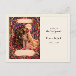 Postal Deseos del Libro de Invitados de Boda de Esqueleto