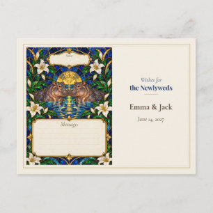 Postal Deseos del Libro de Invitados de Boda de Hipopótam