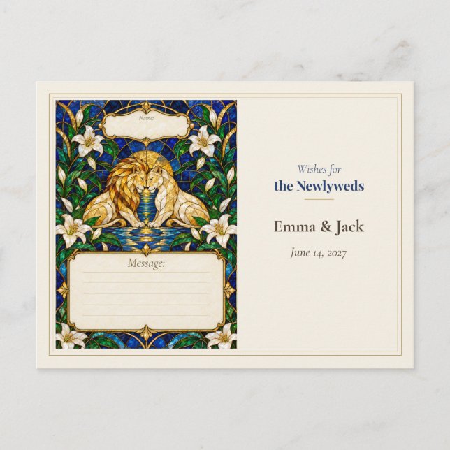 Postal Deseos del Libro de Invitados de Boda del León (Anverso)
