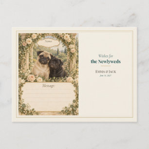 Postal Deseos del Libro de Invitados de Boda Pug